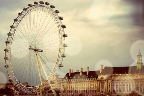 London Ferris Wheel Black Ornate Wood Framed Art Print with Double Matting by Navas, Emily