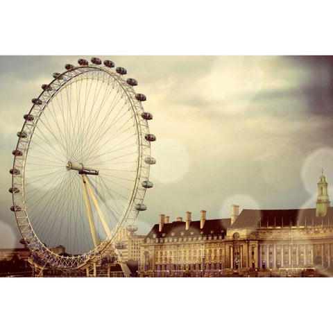 London Ferris Wheel Black Modern Wood Framed Art Print by Navas, Emily