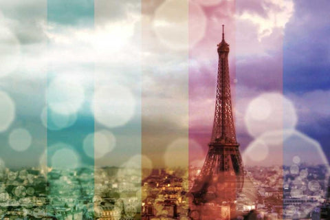 Paris in Lights White Modern Wood Framed Art Print with Double Matting by Navas, Emily