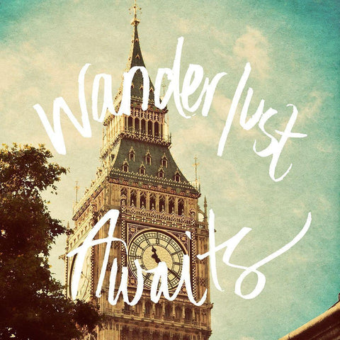 Wanderlust Awaits Black Modern Wood Framed Art Print by Navas, Emily