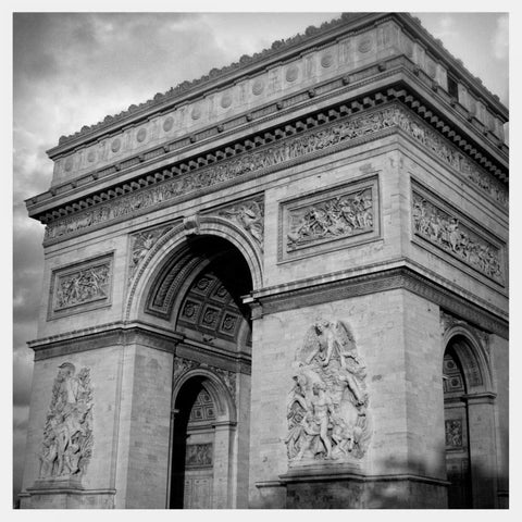 Arc de Triomphe Black Ornate Wood Framed Art Print with Double Matting by Navas, Emily