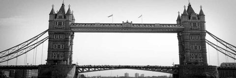 London Bridge White Modern Wood Framed Art Print with Double Matting by Navas, Emily