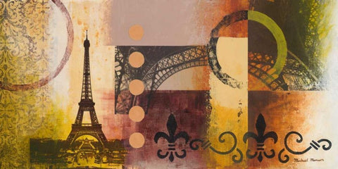 Eiffel I White Modern Wood Framed Art Print with Double Matting by Marcon, Michael