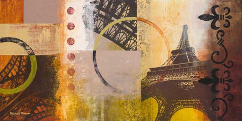 Eiffel II Black Ornate Wood Framed Art Print with Double Matting by Marcon, Michael