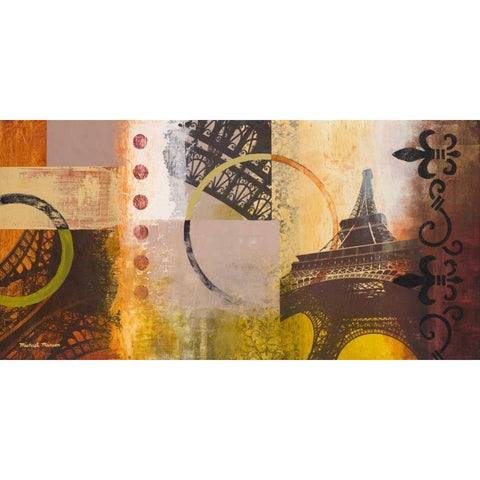 Eiffel II Gold Ornate Wood Framed Art Print with Double Matting by Marcon, Michael