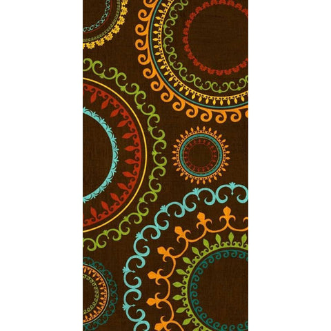 New Suzani Panel I Black Modern Wood Framed Art Print with Double Matting by SD Graphics Studio