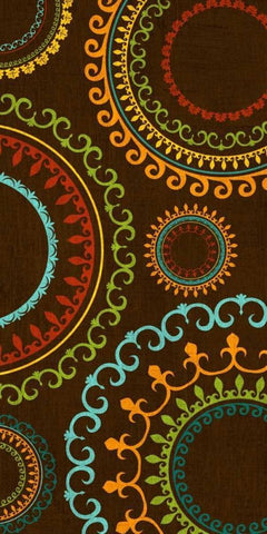 New Suzani Panel I White Modern Wood Framed Art Print with Double Matting by SD Graphics Studio