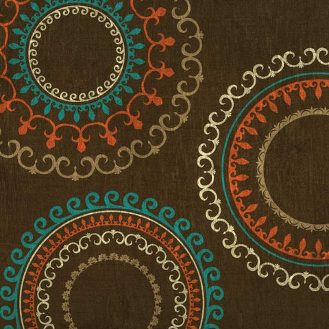 Chocolate Suzani I Black Ornate Wood Framed Art Print with Double Matting by Studio, Sd Graphics