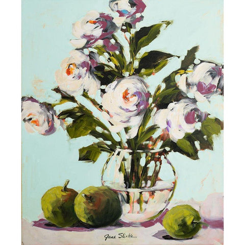 White Rose White Modern Wood Framed Art Print by Slivka, Jane
