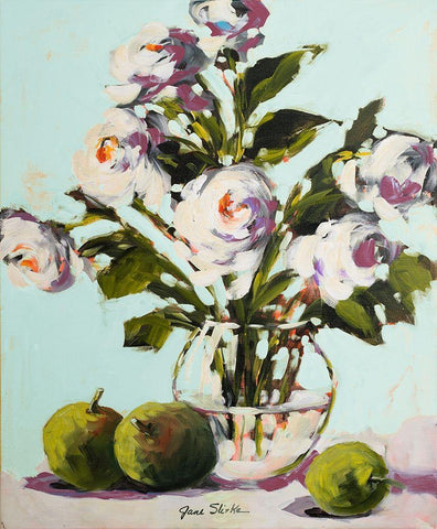 White Rose White Modern Wood Framed Art Print with Double Matting by Slivka, Jane