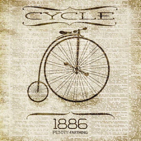 CYCLE 1886 White Modern Wood Framed Art Print with Double Matting by SD Graphics Studio