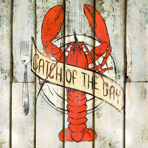 Catch of the Day Square Black Modern Wood Framed Art Print by SD Graphics Studio