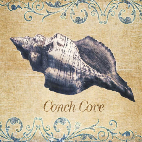 Conch Cove Gold Ornate Wood Framed Art Print with Double Matting by SD Graphics Studio