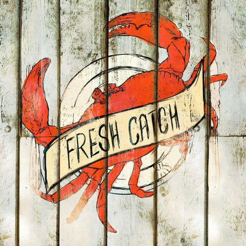 Fresh Catch Square White Modern Wood Framed Art Print by SD Graphics Studio