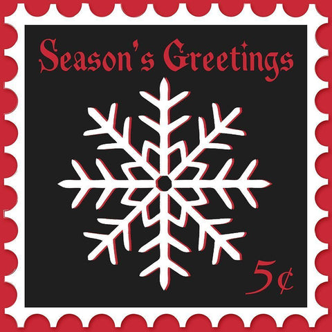 Festive Holiday Stamp I White Modern Wood Framed Art Print with Double Matting by SD Graphics Studio