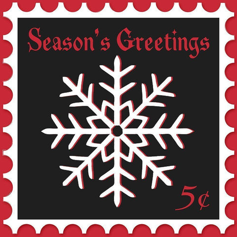 Festive Holiday Stamp I Black Modern Wood Framed Art Print by SD Graphics Studio