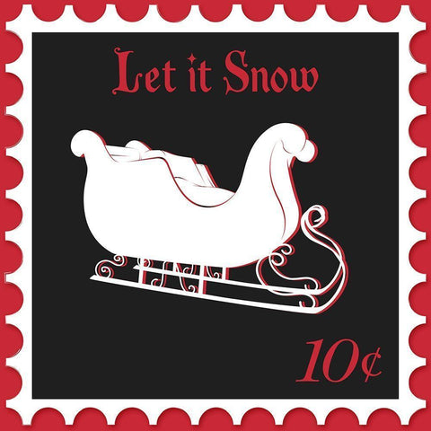 Festive Holiday Stamp II Black Modern Wood Framed Art Print with Double Matting by SD Graphics Studio