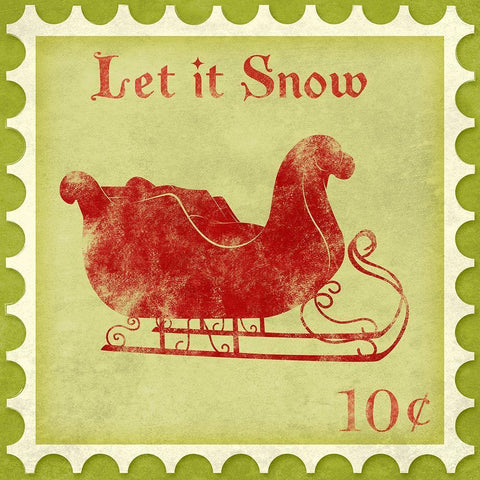 Holiday Stamp III Gold Ornate Wood Framed Art Print with Double Matting by SD Graphics Studio