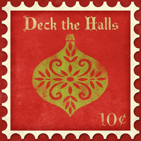 Holiday Stamp IV Black Ornate Wood Framed Art Print with Double Matting by SD Graphics Studio