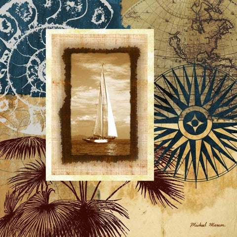 Sailing the Seas II Black Ornate Wood Framed Art Print with Double Matting by Marcon, Michael