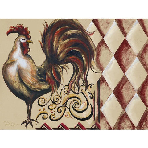 Rules the Roosters Plaid I Black Modern Wood Framed Art Print with Double Matting by Hakimipour, Tiffany