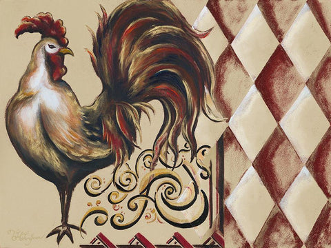 Rules the Roosters Plaid I White Modern Wood Framed Art Print with Double Matting by Hakimipour, Tiffany