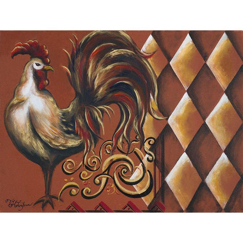 Rules the Roosters I Gold Ornate Wood Framed Art Print with Double Matting by Hakimipour, Tiffany