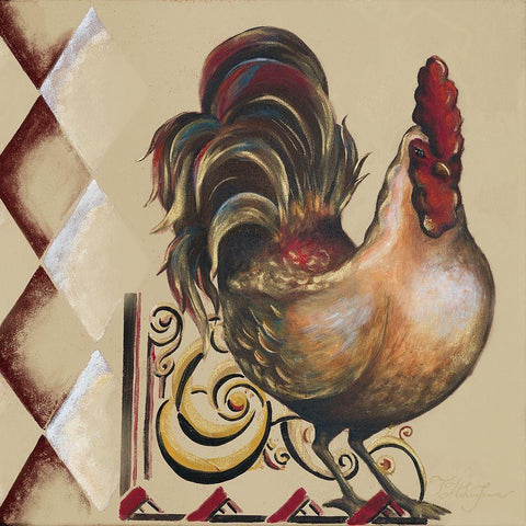 Rules the Roosters Square II Black Modern Wood Framed Art Print by Hakimipour, Tiffany