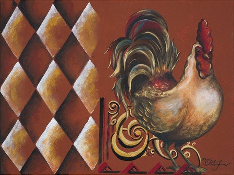 Rules the Roosters II Black Ornate Wood Framed Art Print with Double Matting by Hakimipour, Tiffany