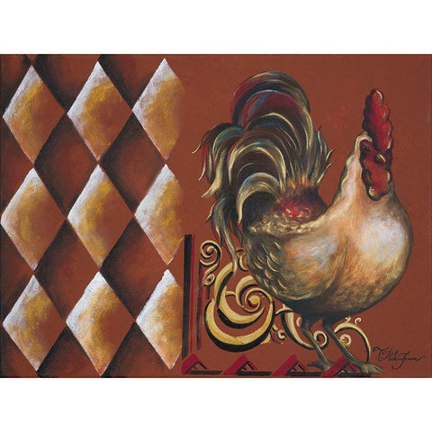 Rules the Roosters II Black Modern Wood Framed Art Print by Hakimipour, Tiffany