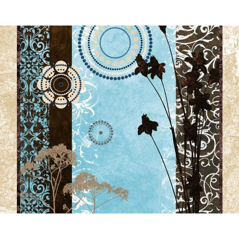 Blue Santorini Garden I White Modern Wood Framed Art Print by Marcon, Michael