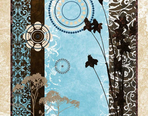 Blue Santorini Garden I Black Ornate Wood Framed Art Print with Double Matting by Marcon, Michael