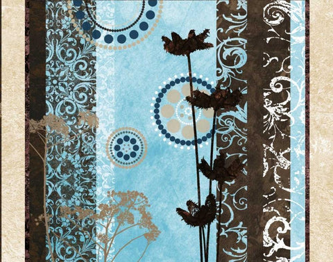 Blue Santorini Garden II White Modern Wood Framed Art Print with Double Matting by Marcon, Michael