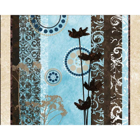 Blue Santorini Garden II Black Modern Wood Framed Art Print with Double Matting by Marcon, Michael