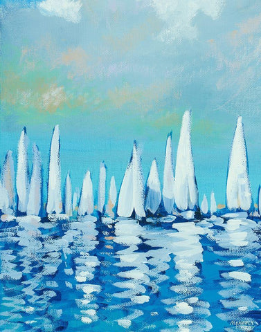 Sailing II Black Ornate Wood Framed Art Print with Double Matting by Meneely, Dan