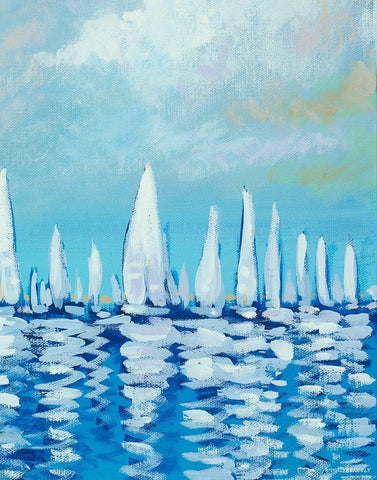 Sailing I Black Ornate Wood Framed Art Print with Double Matting by Meneely, Dan