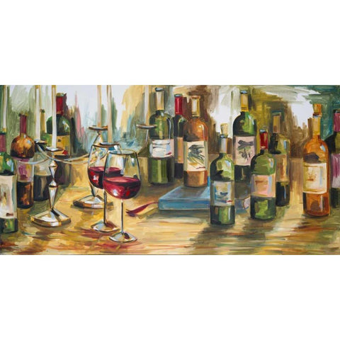 Wine Room Black Modern Wood Framed Art Print with Double Matting by French-Roussia, Heather A.