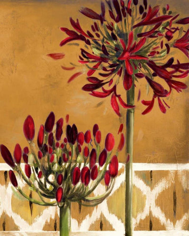 Red Lily of the Nile II Black Ornate Wood Framed Art Print with Double Matting by Pinto, Patricia