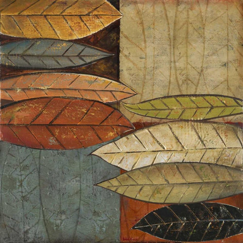 Tall Leaves Square I Black Modern Wood Framed Art Print by Pinto, Patricia