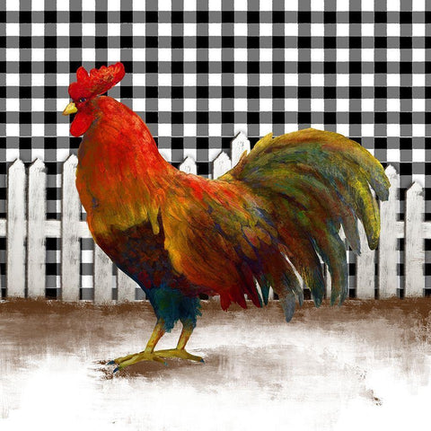 Morning Rooster II White Modern Wood Framed Art Print by Meneely, Dan