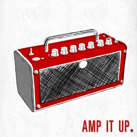 Amp it up White Modern Wood Framed Art Print with Double Matting by Sundance Studio