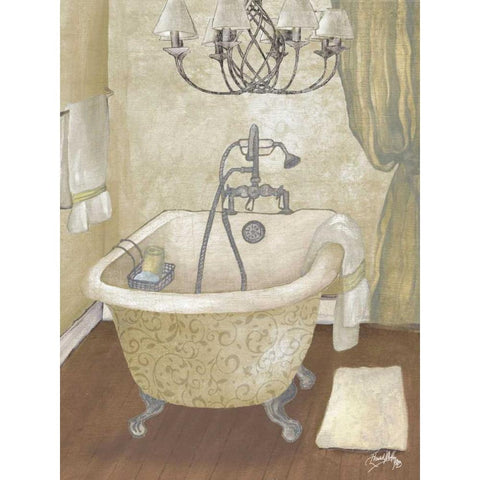 Guest Bathroom I Gold Ornate Wood Framed Art Print with Double Matting by Medley, Elizabeth