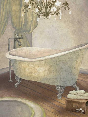 Guest Bathroom II Black Ornate Wood Framed Art Print with Double Matting by Medley, Elizabeth