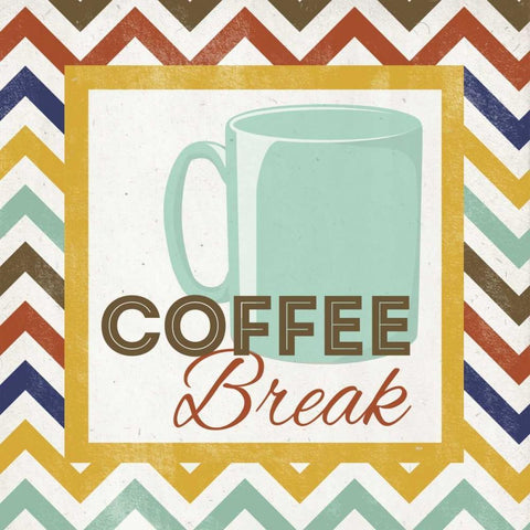 Chevron Coffee III White Modern Wood Framed Art Print with Double Matting by Studio, Sd Graphics