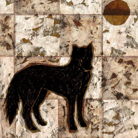 Wolf Black Modern Wood Framed Art Print with Double Matting by Biscardi, Nicholas
