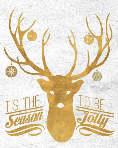 Jolly Reindeer White Modern Wood Framed Art Print with Double Matting by Biscardi, Nicholas