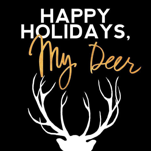 Happy Holidays My Deer Black Modern Wood Framed Art Print with Double Matting by Biscardi, Nicholas