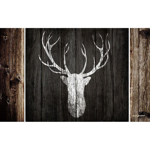 Sophisticated Deer on Wood White Modern Wood Framed Art Print by Biscardi, Nicholas