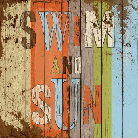 Swim and Sun Black Modern Wood Framed Art Print with Double Matting by Medley, Elizabeth