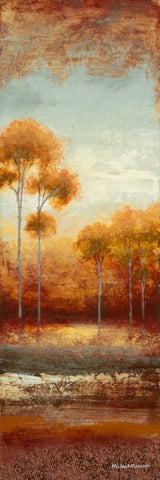 Glowing Red Trees I Black Ornate Wood Framed Art Print with Double Matting by Marcon, Michael